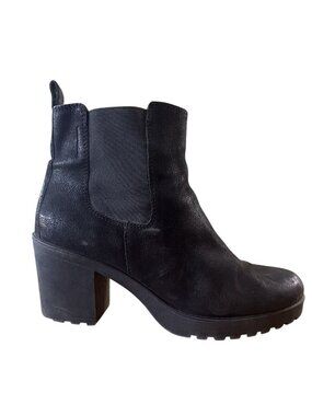 Vagabond 40 US Size 9 Black Suede Zipper Ankle Booties Boots Lugg Soles Heels